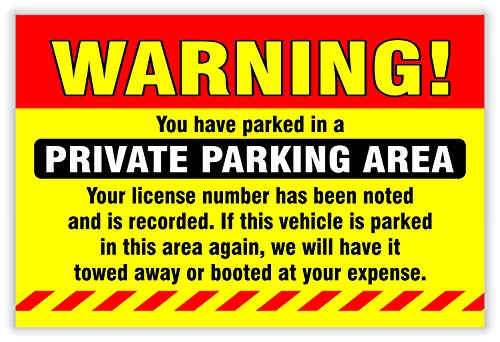 Private Parking Stickers (Pack of 50) Reserved No Permit Area Violation Warning Notice Vehicle is Illegally Parked - Large Size 6" X 9" – Yellow