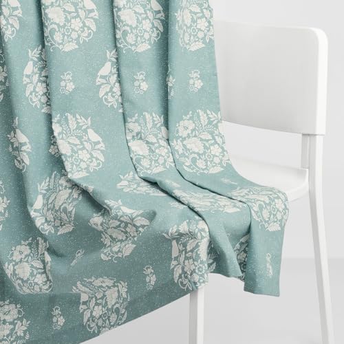 Image of haus & kinder Digital Printed Cotton Window Curtain 5 Feet Long Pack of 2 Window Curtains, 5 Feet Curtain for Window (Whispering Songbird, Teal 130x152 CM)