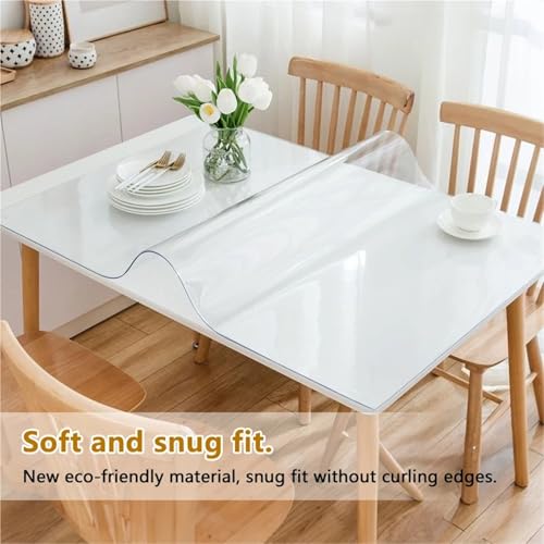 Nappe transparente PVC 80x50 cm imperméable pour table basse de salon - 3