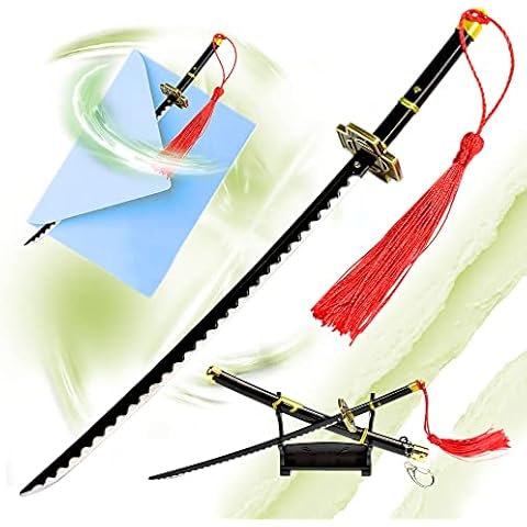 Swords and more One Piece - Zoro Yubashiri Letter Opener with Sheath and Stand Stainless Steel Miniature Katana Anime Gift for Fans & Collectors Cover