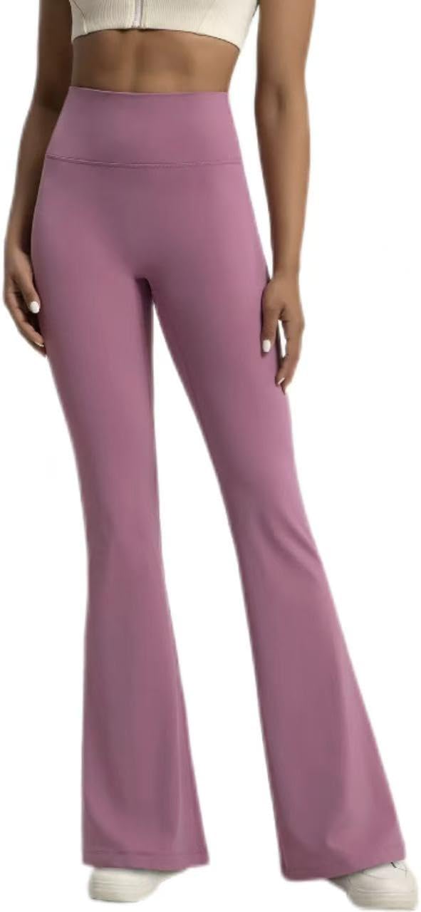 Women's High Waisted Nude Feeling Cinching Belly and Lifting Buttocks Bell Bottom Pants Elastic Yoga Pants