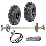 TDPRO Rear Axle Shaft Kit with 6' Wheels Tires Rims Brake Assembly and Chain & Sprocket for Go Kart...