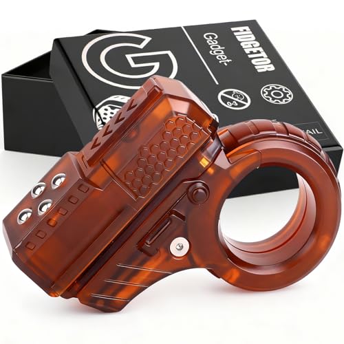 Image of 3D Fidget Slider Finger Ring Clicker EDC Toy Fingertip Textured Spinner Flip, Plastic Hand Roller Fidget Top Focus Sensory Stress Relief Toy, Gift for Stocking Stuffer Birthday, Brown