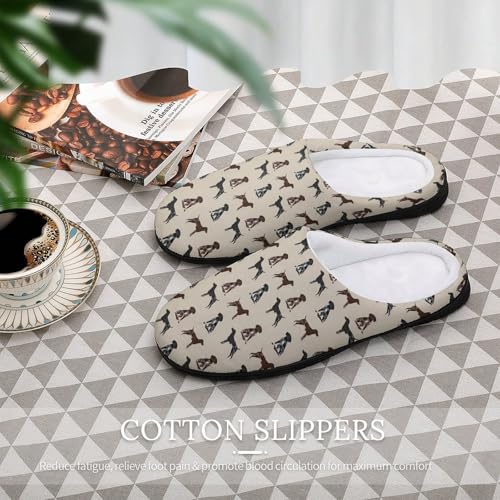 German Shorthaired Pointer Dogs Womens Cotton Slippers Anti-slip Rubber Sole Winter Warm House Shoes For Daily Wear4
