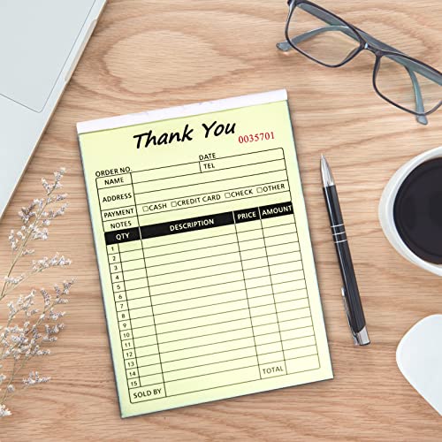 receipt book with cardboard 2-part carbonless order forms for small business