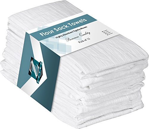 ZOYER Flour Sack Towels (12 Pack, 28" x 28") - 100% Cotton Dish
