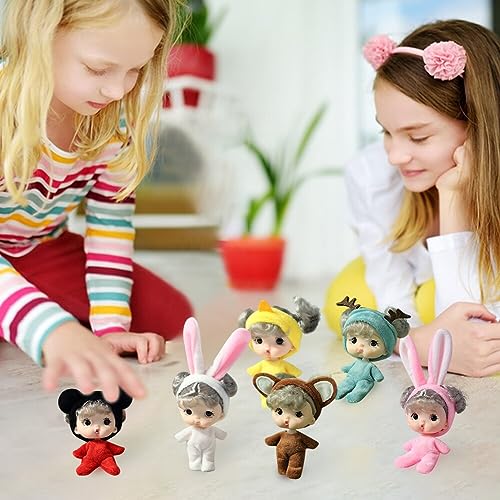 JAWSEU 6PCS Mini Reborn Puppen, Kleine Mini Püppchen mit Kleidung, Realistische Babypuppe, Weicher Körper, Puppenspielzeug für Mädchen, Kleinkinder und Kinder – Bild 7