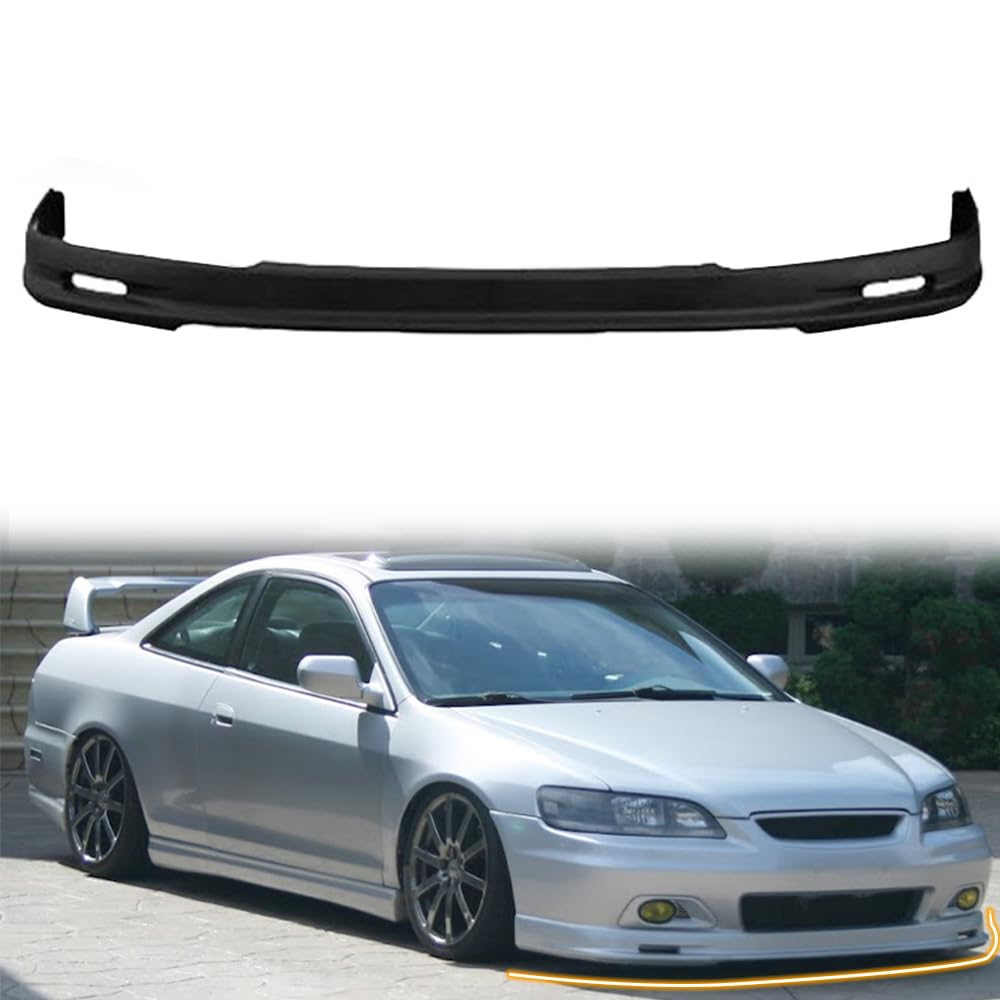 Front Bumper Lip Spoiler, Compatible with 2001-2002 Honda Accord Coupe Only, PP Black JDM Mug Style Add-on Front Splitter Air Dam Chin Protector