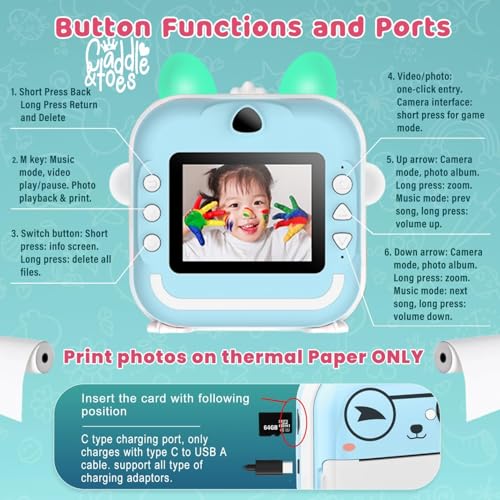 CADDLE & TOES Mini Camera Printer, Click Photo Print, Inkless, Bluetooth HD Print, Android, iOS. Instant Print (Blue Printer) - Image 4