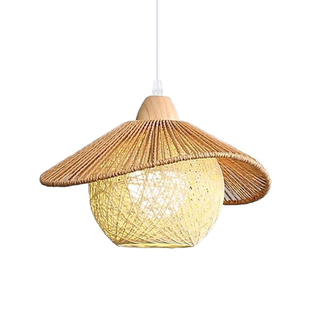 TONFON Round Beige Rattan Hanging Light Foyer Hallway Chandelier
