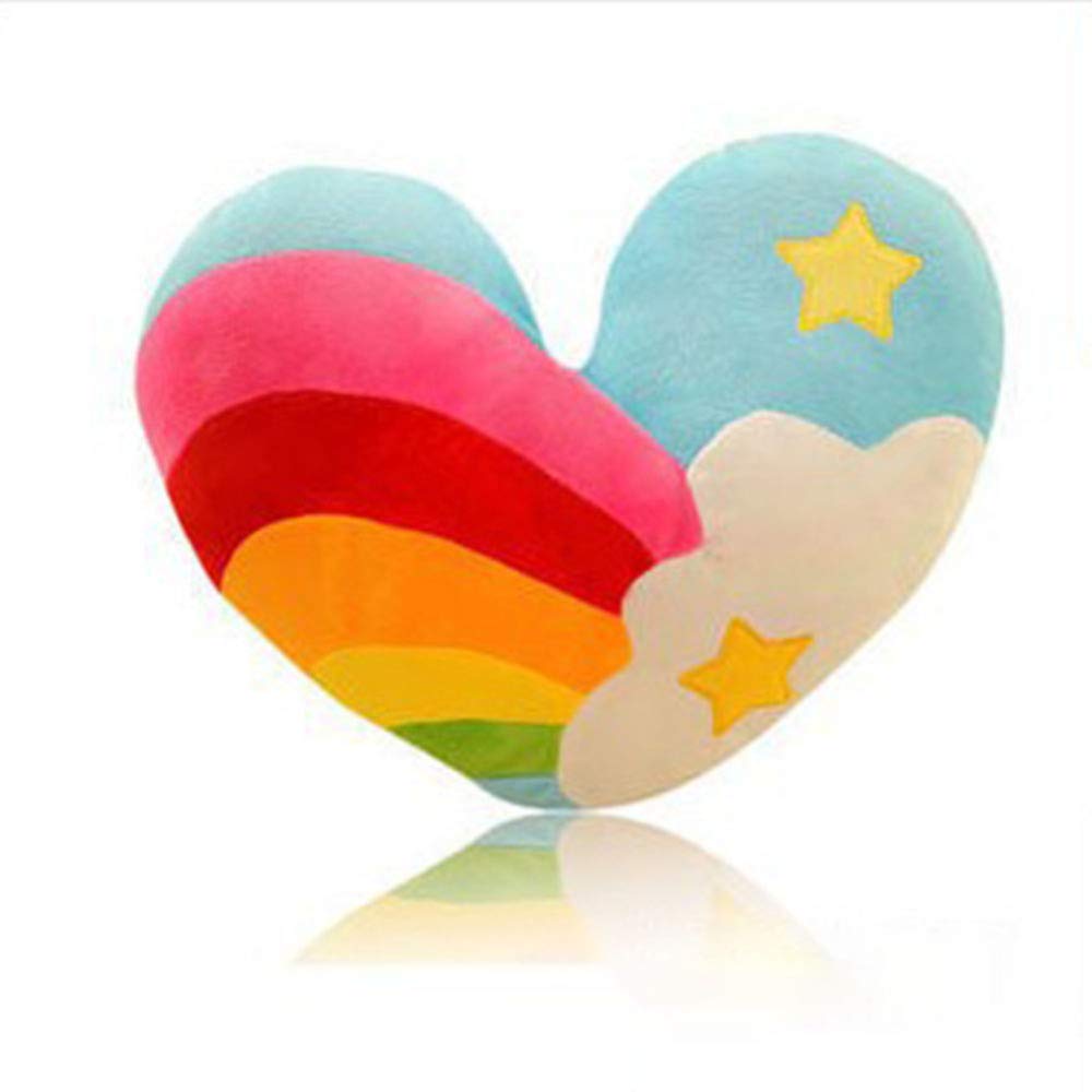 AdoollaHeart Shape Pillow, Rainbow Cloud Star Pattern Throw Pillow Cushion, Decorative Soft Pillows for Bed Sofa Room Decor, 40 * 32cm