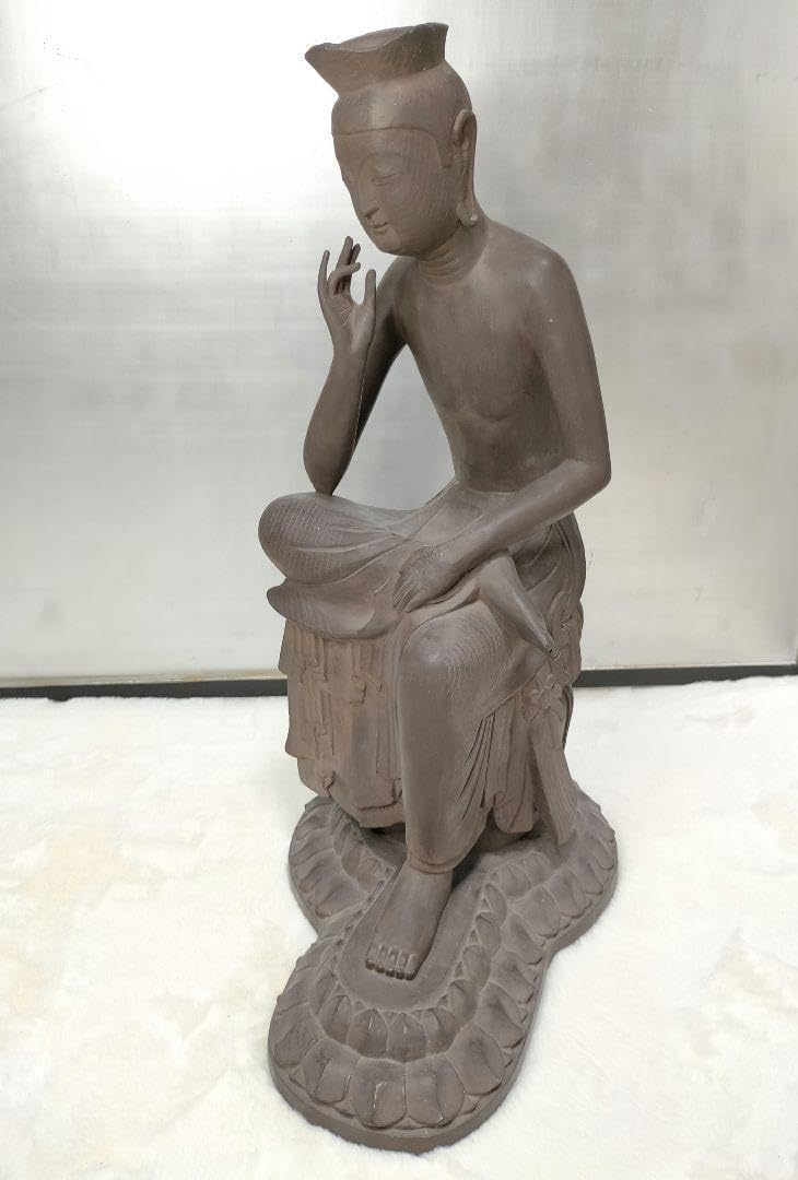 弥勒菩薩 国宝写 半跏思惟像 木彫調 仏像 彫刻 置物 風水 骨董