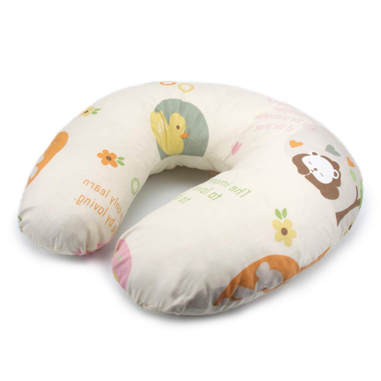 PEKITAS Cojín de lactancia 52x48 CM Funda lavable Relleno Fabricado En España - Color Beige Cartoon