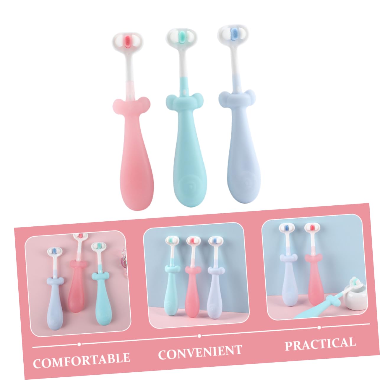 5 Set Spazzolini Per Antiscivolo E Setole Morbide Spazzolino Carino Per Denti Per Orale Dei Piccoli 3 Pezzi*5