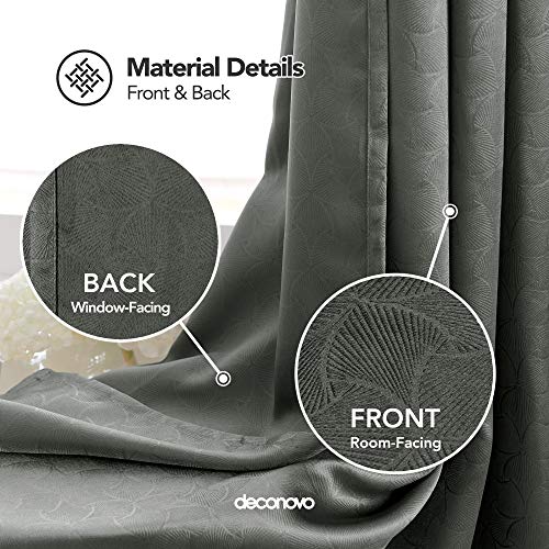 Image of Deconovo Fashionable Rod Pocket Blackout Curtains Room Darkening Curtains Window Treatments Shade Curtains for Study （5.2 Feet-Window） 52W x 63L Inch Dark Grey 2 Drapes