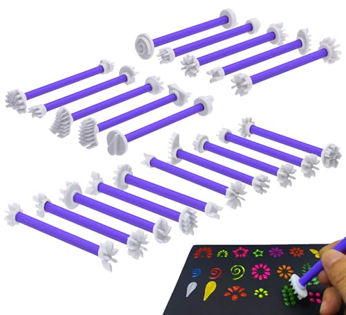 GEOCCI Flower Petal Tools for Dot Painting，40 Petal Shapes Dotting Tool，Mandala Dot Art Tools