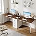 Tribesigns Two Person Computer Desk with 5 Drawers, 78.7 Inches Extra Long Double Office Desk, Modern Simple Double Computer Desk Study Writing Table Workstation for Home Office(Brown/White)