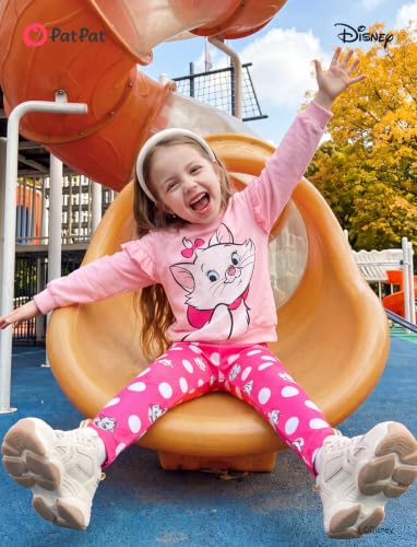 Image of Disney Girls Clothes Long Sleeve Sweatshirt Leggings Outfit 2 Piece Set | Officially Licensed丨Bold Character Print丨Ruffle Shoulder丨Comfy Fit丨Soft Feel丨Lightweight丨Bright Colors丨Mix & Match丨Gift-Ready