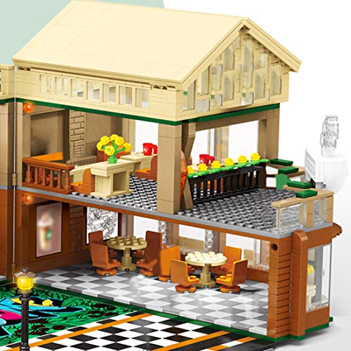LOTSOFUN Modular Building Haus Café Bausatz mit 12 Minifiguren & LED Licht, Street View Stadthaus Klemmbausteine… – Bild 5