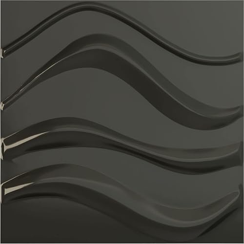 Ekena Millwork 19 58"W x 19 58"H Wave EnduraWall Decorative 3D Wall Panel, Gloss Deep Slate (Covers 2.67 Sq. Ft.