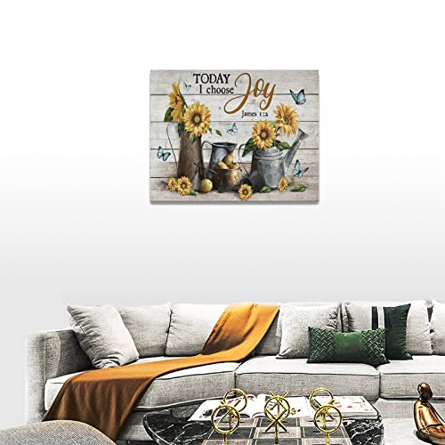 Farmhouse Flower Wall Art Country Sunflower Pictures Wall Decor Rustic Floral Canvas Print Painting Modern Home Artwork Decorations For Bathroom Living Room Bedroom Framed 12"X 16" #TOP2