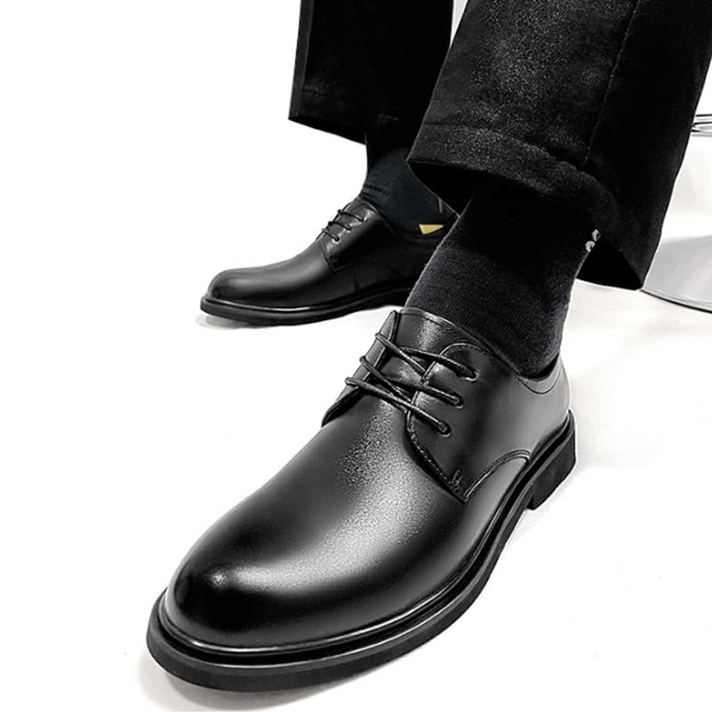 Men's Genuine Leather Lace Up Oxfords Casual Business Pointed Toe Non-Slip Platform Comfortable Breathable Casual Shoes3