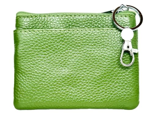 Image of Women's Small Leather Coin Purse with Key Ring and Snap Hook, iToolai Mini Change Card Case Wallet Pouch with Keychain, 20 Grass Green, One Size (4.33 inchx 3.54 inch), Keychain Coin Pouch With Snap Hook