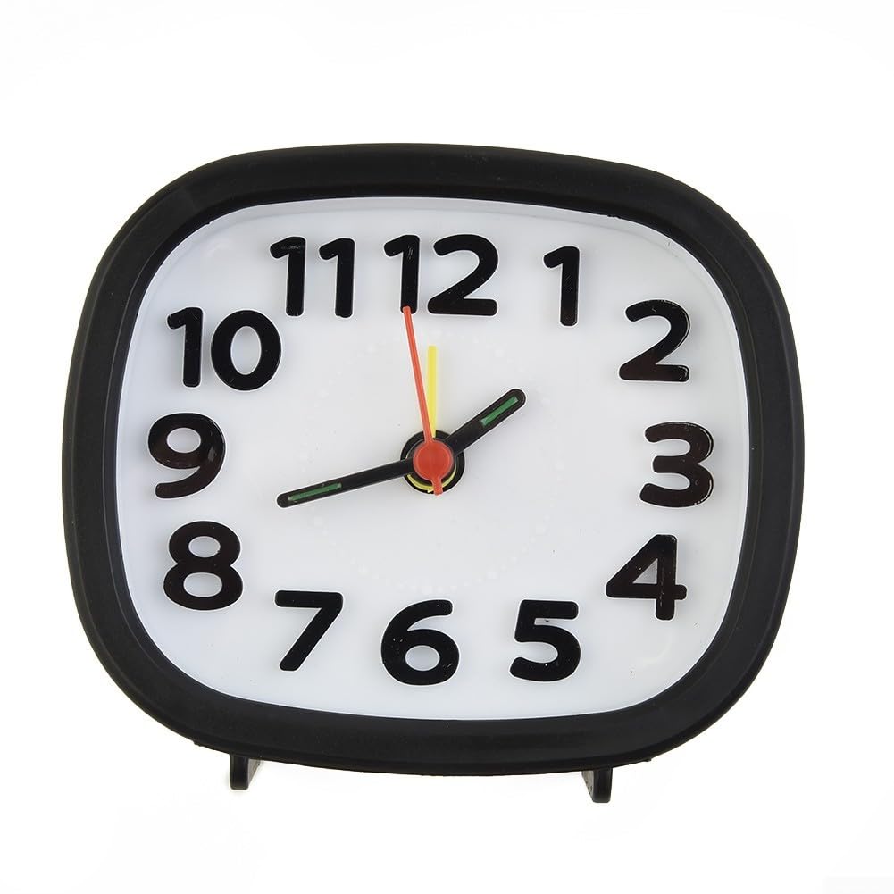 Silent for battery Operated Quartz Alarm Clock with Night Light for Bedroom, Rectangular Design, No Tick Movement, Bedside Clock Compatible with AA for battery(Black)