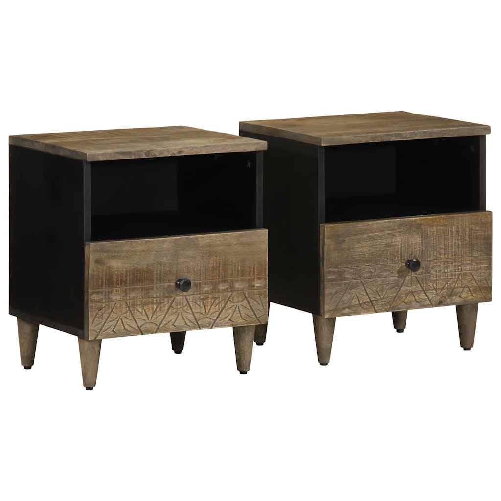 Table de chevet gris clair lot de 2 en bois massif pour un salon cocooning