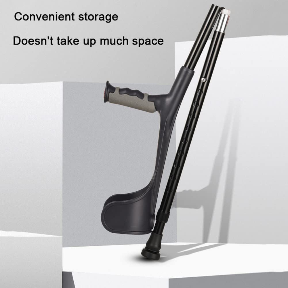 Muletas de Antebrazo Plegables para Adultos, Bastones Ligeros y Ajustables, Diseño Ergonómico con Tapa de Pie Antideslizante, Adecuadas para Una Altura de 140~185cm (Size : 1 Count)