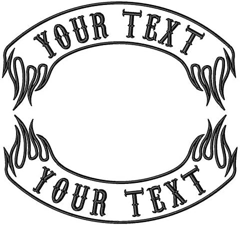 2 PCS Personalised Iron-on Patch, Vest Biker Rocker Motorcycle Patch, Embroidery Custom Patch for Jacket, Clothes, Bags (Black Border, White Fabric)