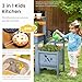 Frogprin Mud Kitchen with Planter Box, Outdoor Play Pretend Kitchen with Stoves, Removable Sink, Faucet, Blackboard, Cooking Accessories & Gardening Tools Set, Wooden Kids Kitchen for Boys Girls 3-8