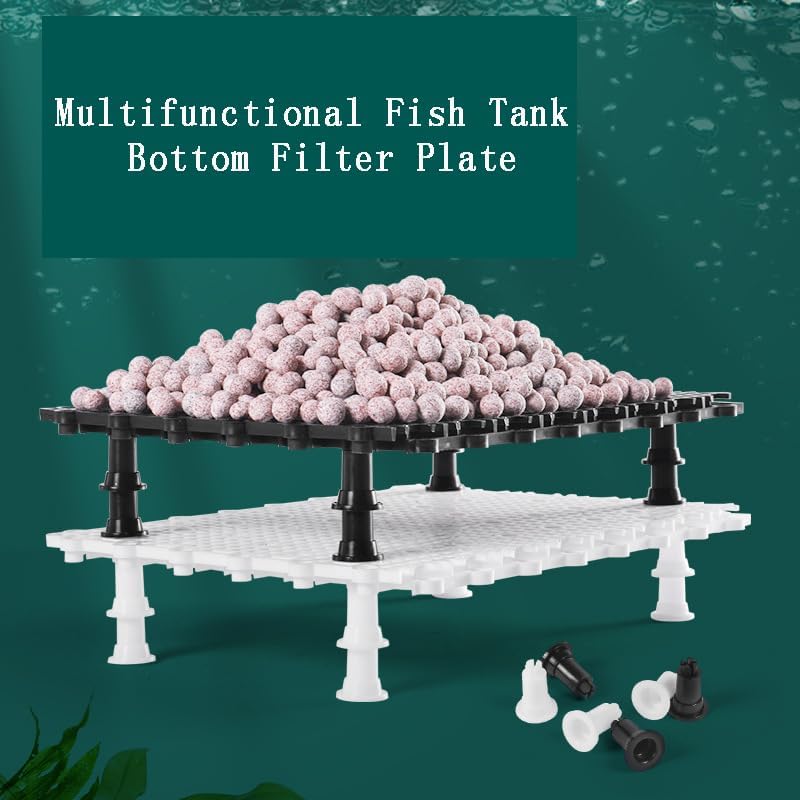 10Pcs Aquarium Fish Tank Bottom Tray Grid Isolation Plastic Egg Crate Aquarium Filter Bottom Board Partition Net Pane Separator,Black
