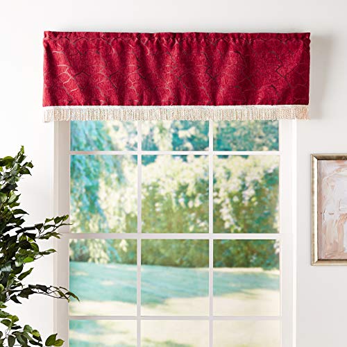 Violet Linen Milano Arts Artistic Design Decorative Window Treatment Rod Pocket Curtain Valance, 60\" X 18\", Burgundy