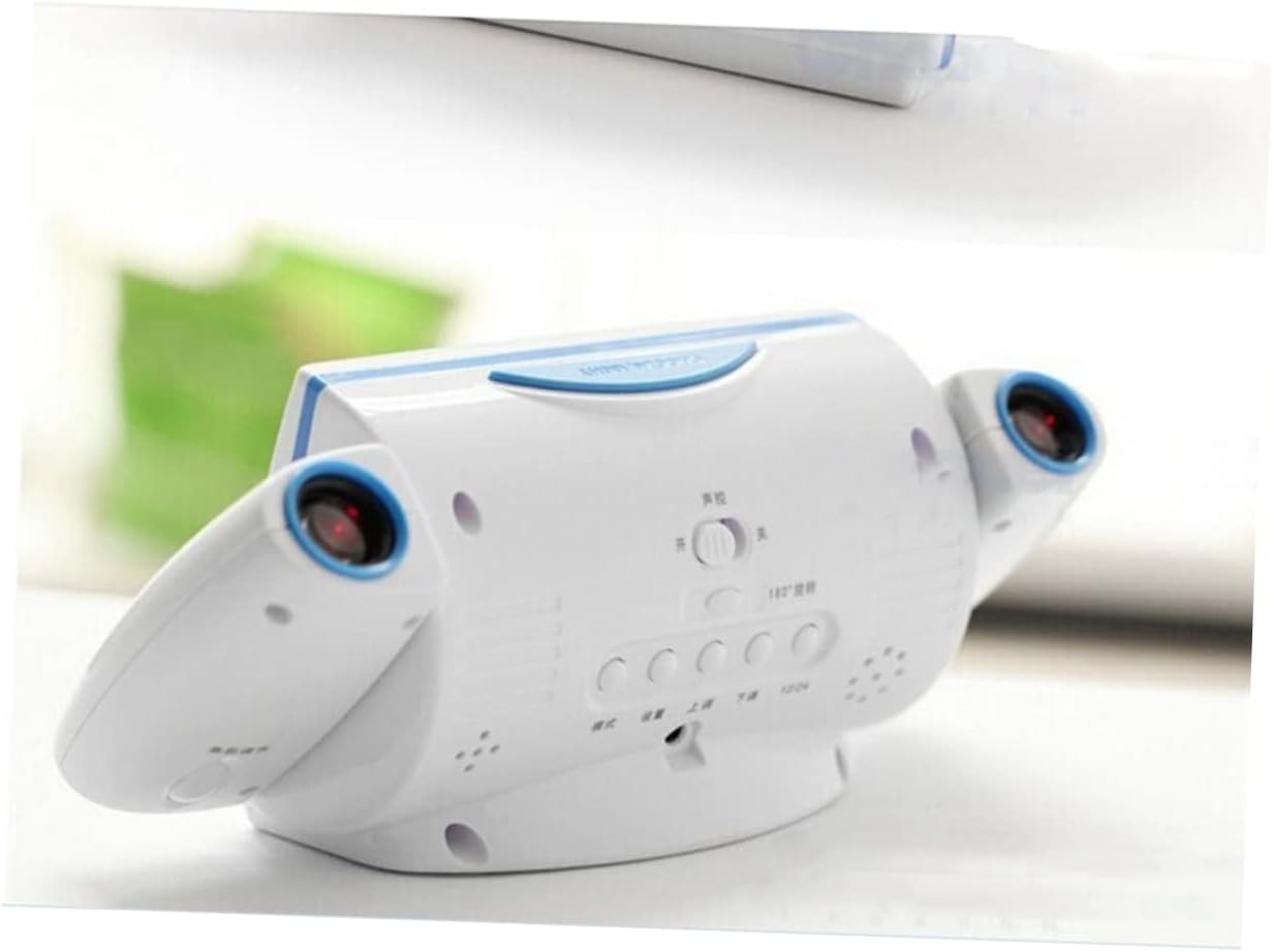 Voice Control Projection Alarm Clock Dual Rotating Lens Displays Temperature Snooze Function Led Backlight Battery Powered White