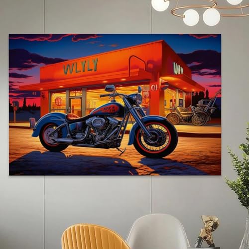 Póster de motocicleta retro para decoración de dormitorio y oficina 5