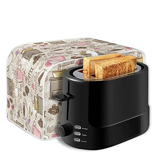 Image of Talayituse Coffee Theme 2 Slice Toaster Covers Dust Protection Bread Maker Covers Toaster Oven Cloth Cover Kitchen Accessories Washable Appliance Cover