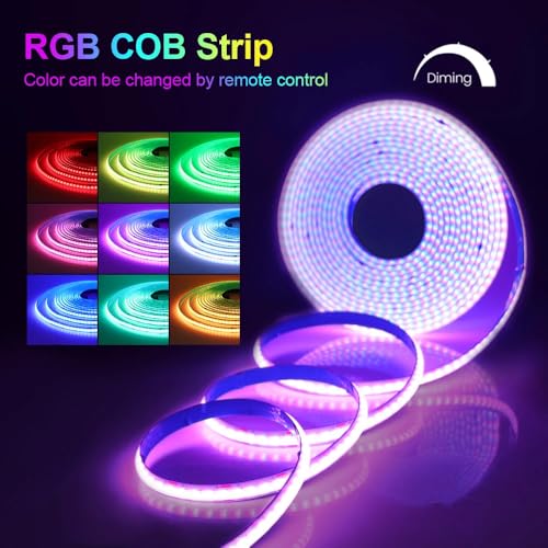 Tira LED RGB COB 5V 3M 576 LEDs/m con control Bluetooth miniatura 7