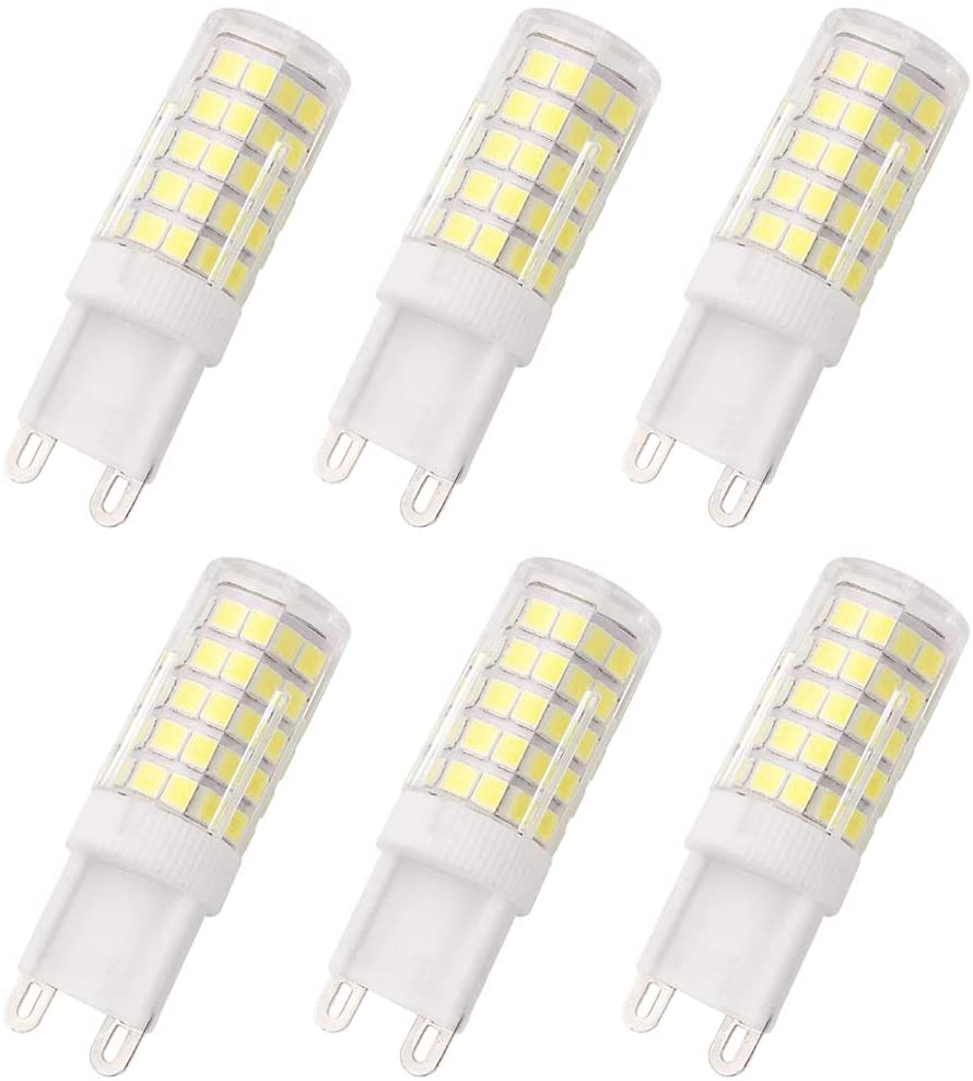 GRV G9 Bombilla LED 4W 64-2835SMD AC 220V 40W Bombilla halógena de repuesto G9 BI Pin Base para lámpara de techo Luminaria Blanco Frío Juego de 6