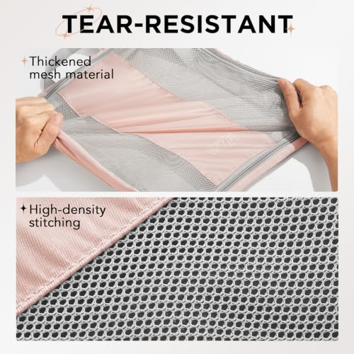 Image of OlarHike 6 Set Compression Packing Cubes for Travel Essentials,Compressible Expandable Space Saver Bags for Organizing Clothes,Luggage Suitcase Garment Bags with Over 1000 pcs Mesh Holes(Beige)