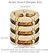 iF YOU 6pcs Chunky Amber Acrylic Bangle Bracelets for Women, Resin Bamboo Bead Stretchy Bracelet Stack, Fashion Jewelry for Women (6pcs-beige & brown bracelets)