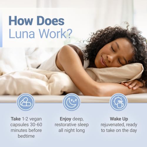 Nested Naturals Luna Melatonin-Free Sleep Supplement - Non-Habit Forming Herbal Sleep Supplement, Adult Bedtime Support, Help Sleeping w/Chamomile, Valerian, L-Theanine - 60 Vegan Capsules - Image 3