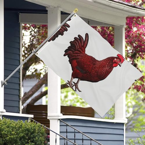 Drapeau de jardin poule rouge pour égayer une pelouse terne et accueillir les invités
