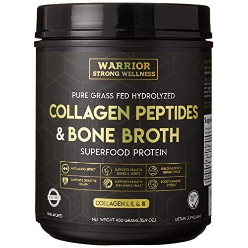 Premium Collagen Peptides Bone Broth Powder: Grass Fed Hydrolyzed Collagen Boost for Healthy Skin, Nails, Hair, Joints, Muscles, Bones, Digestion, Keto Friendly, Unflavored
