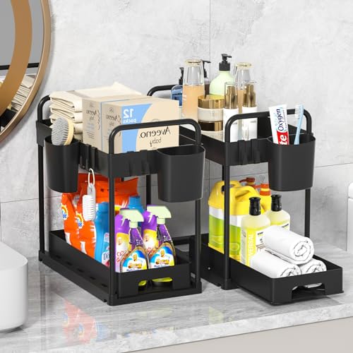 🤗【Facile da installare e pulire】:il ripiano a 2 livelli sotto il lavello è scavato per garantire un buon drenaggio e ventilazione, senza doversi preoccupare di accumulare acqua. Facile da installare senza attrezzi.