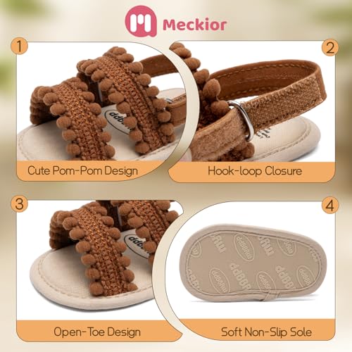 Image of Meckior Infant Baby Girls Boys Summer Sandals Open Toe Lace Princess Dress Wedding Flats Shoes Newborn Toddler Soft Non-slip Sole First Walker Crib Shoes