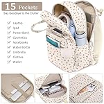 School Backpack for Girls Laptop Bookbag: Casual Corduroy Women Backpacks with USB Charging Port TSA Friendly Travel Back Pack with Anti-Theft Pockets Cute College Daypack for Teen Students Flowers - Image 4