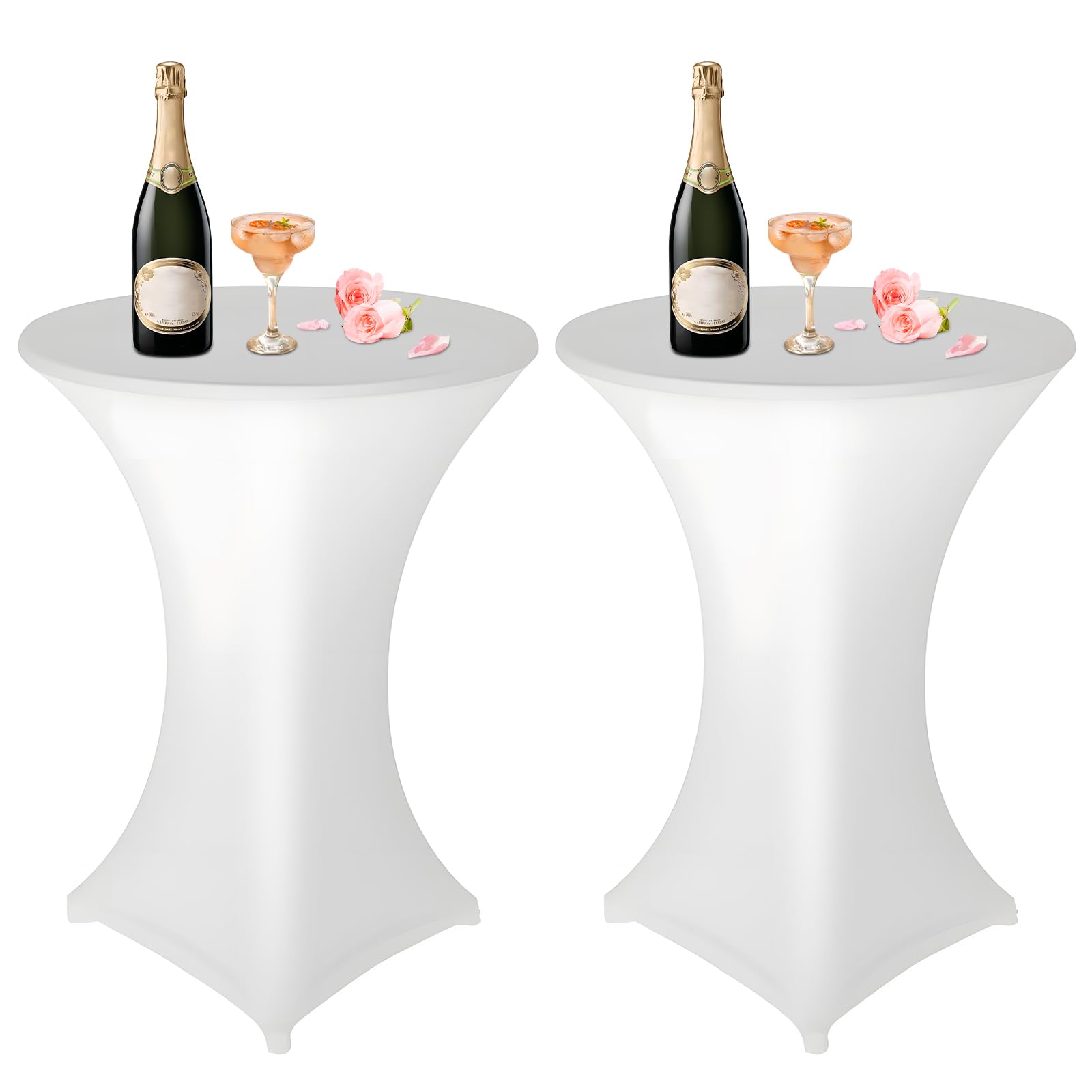 WORLUDE 2 PCS Spandex Table Covers - Round Fitted High Top Bar Tablecloth