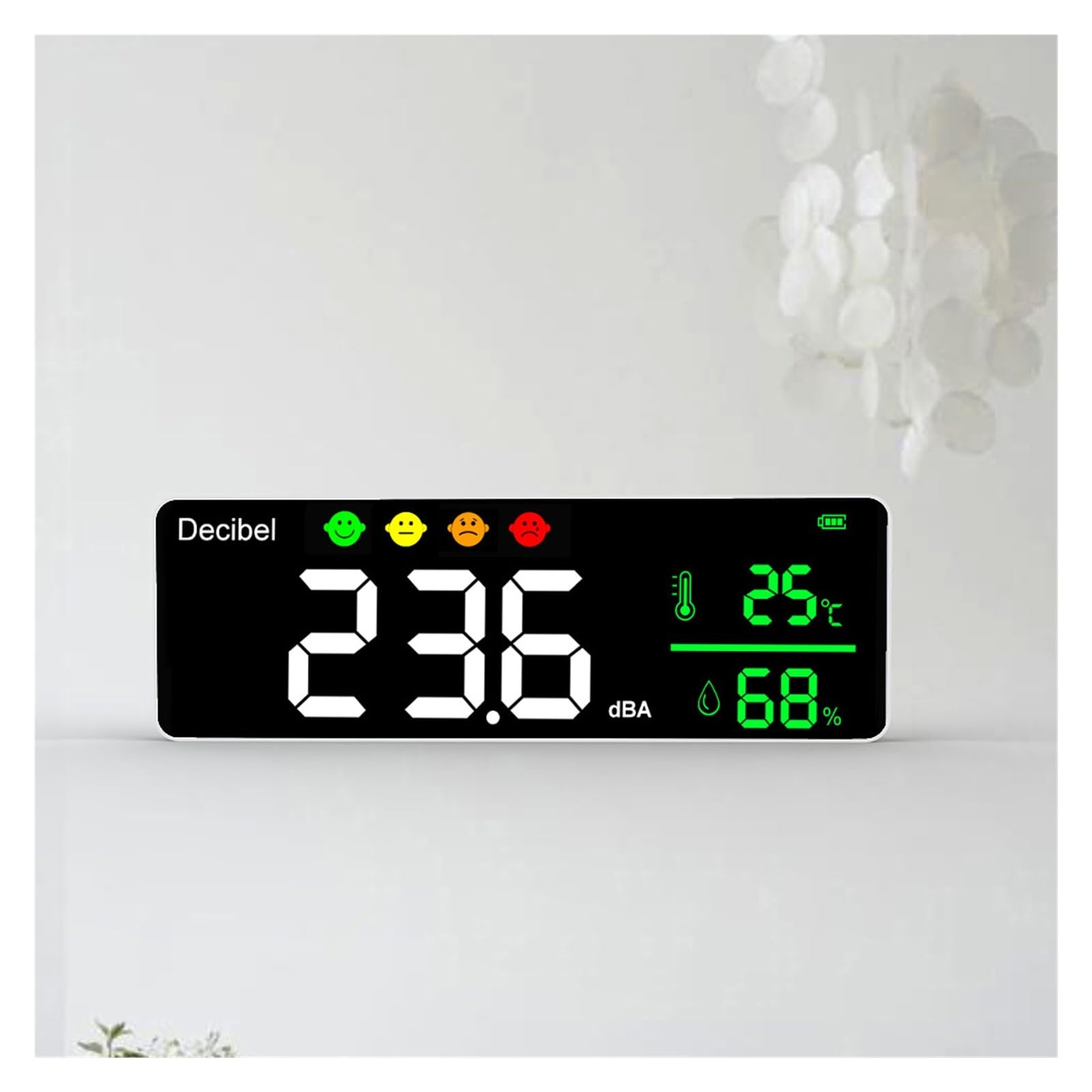 Sonometro, Medidor Decibelios, Instrumento de medición de ruido, medidor de sonido Digital con decibelios, medidor de temperatura, medidor de humedad, Detector 3 en 1, montado en la pared interior, gr