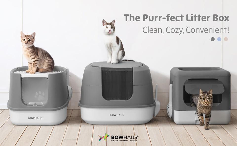 Fully Enclosed Cat Litter Box w/Lid, Scoop, Litter Mat & Odor Fitter, Large Plastic Cat Toilet with Double Door, Anti-Splashing Gato Litter Box with Lockable Front Door, Beige/Pink